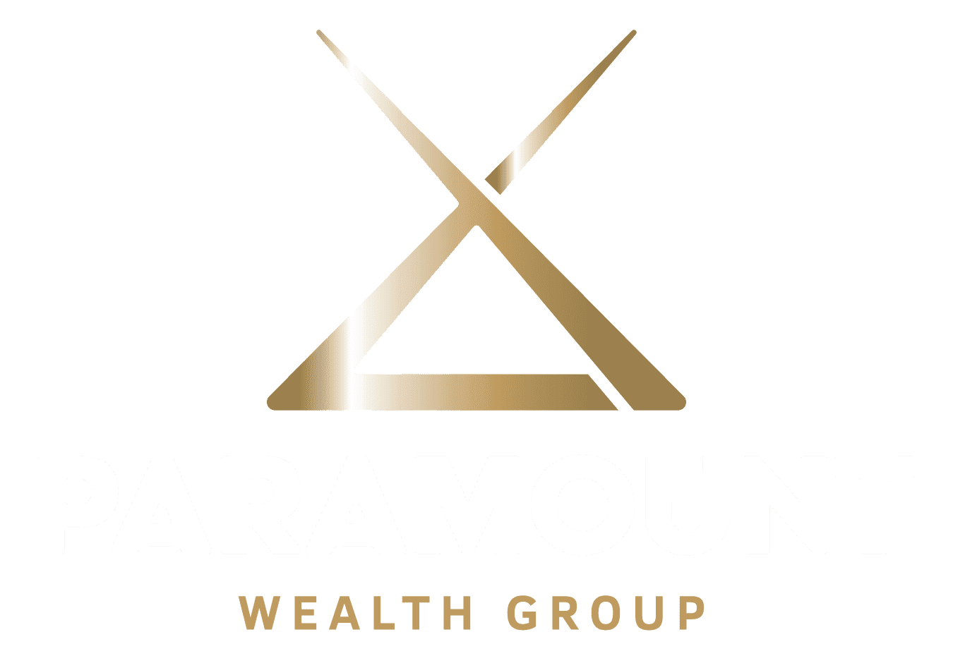 A gold and white logo for paramount wealth group.